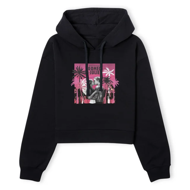 Romeo and Juliet Palmtree Women's Cropped Hoodie - Black