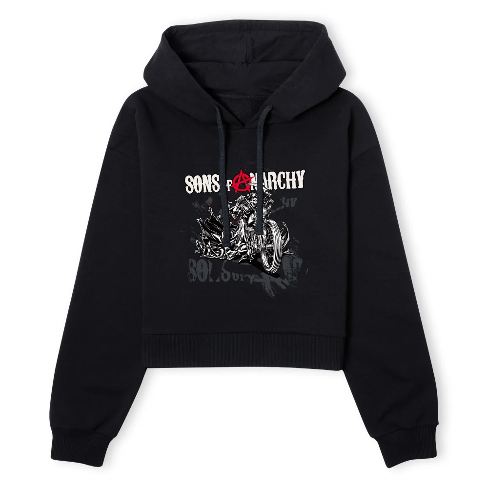 Sons of Anarchy Motorbike Reaper Women's Cropped Hoodie - Black - XS - Zwart Afbeelding 1