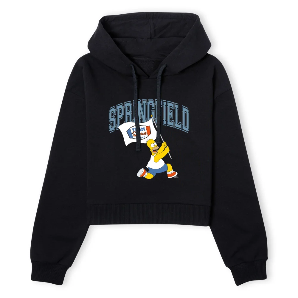 The Simpsons Springfield Team Women's Cropped Hoodie - Black - XS - Zwart Afbeelding 1
