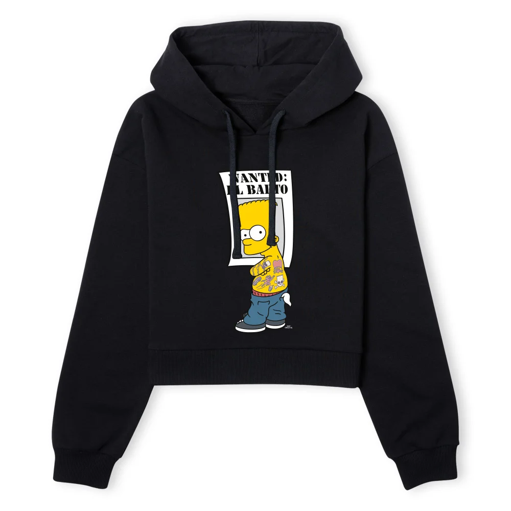 The Simpsons Wanted El Barto Women's Cropped Hoodie - Black - XS - Zwart Afbeelding 1
