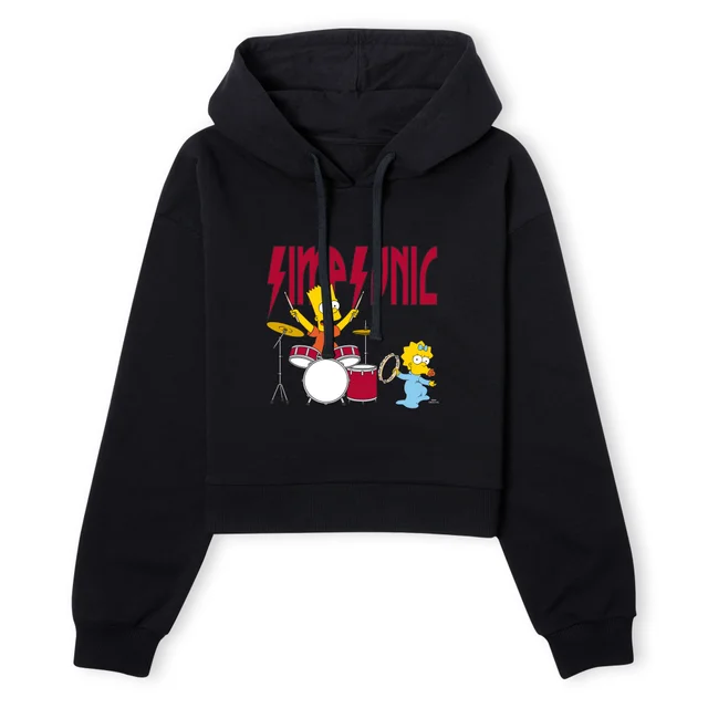 The Simpsons Simpsonic Women's Cropped Hoodie - Black