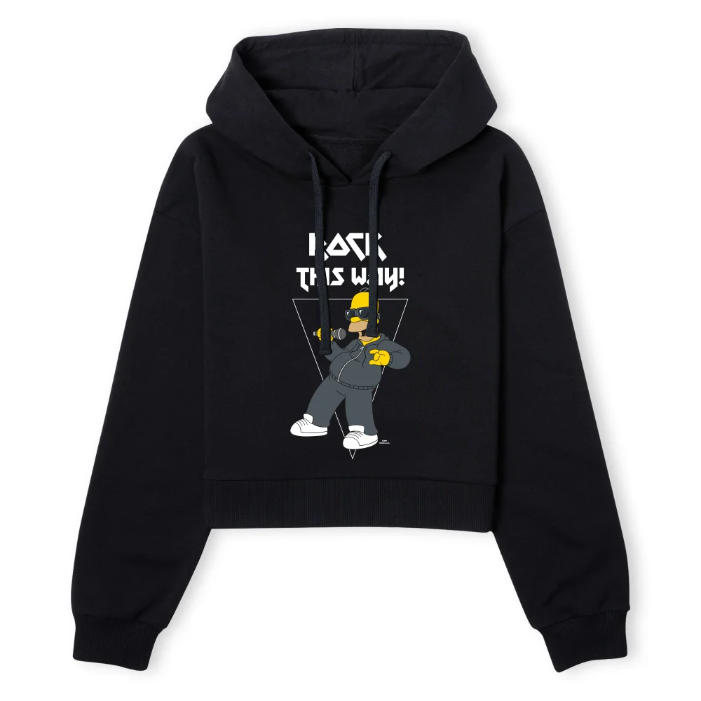 The Simpsons Rock This Way Women's Cropped Hoodie - Black - XS - Zwart Afbeelding 1