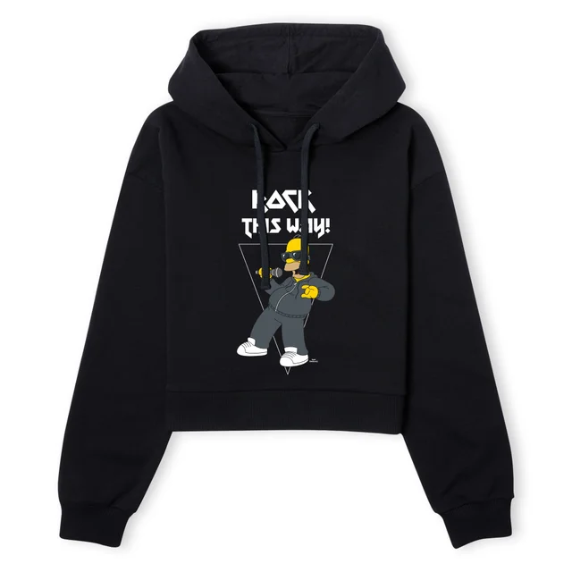The Simpsons Rock This Way Women's Cropped Hoodie - Black