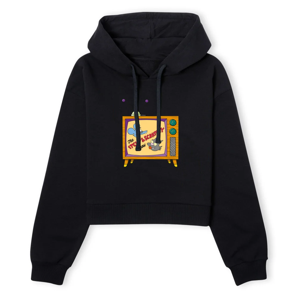 The Simpsons The Itchy And Scratchy Show Women's Cropped Hoodie - Black - XS - Zwart Afbeelding 1