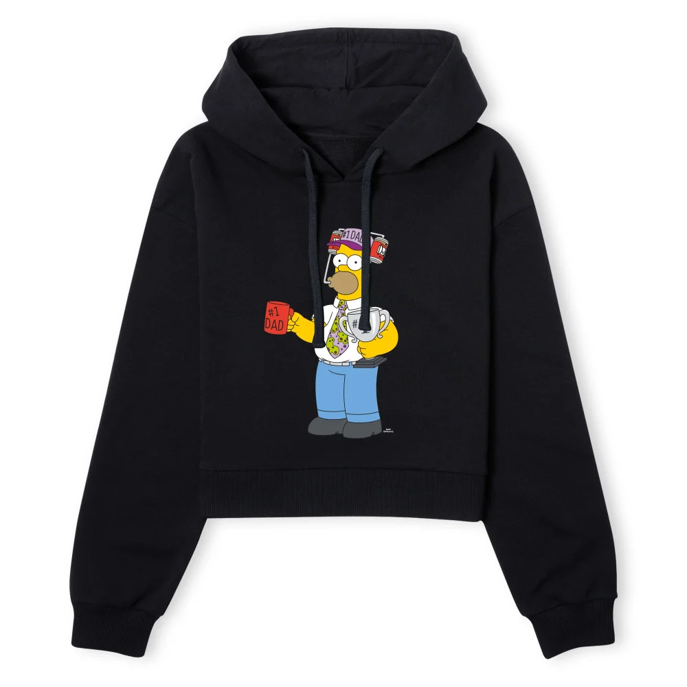 The Simpsons Homer Number 1 Dad Women's Cropped Hoodie - Black - XS - Zwart Afbeelding 1