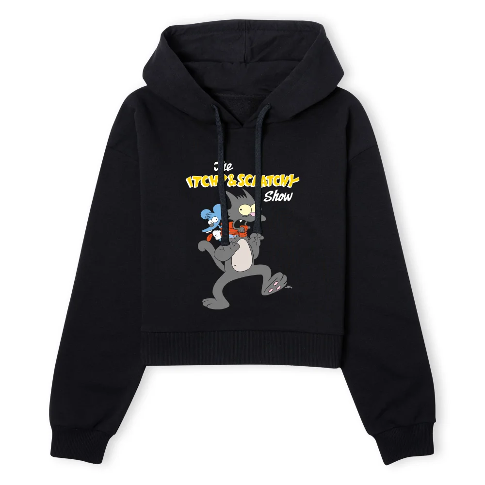The Simpsons Itchy And Scratchy Strangle Women's Cropped Hoodie - Black - XS - Zwart Afbeelding 1