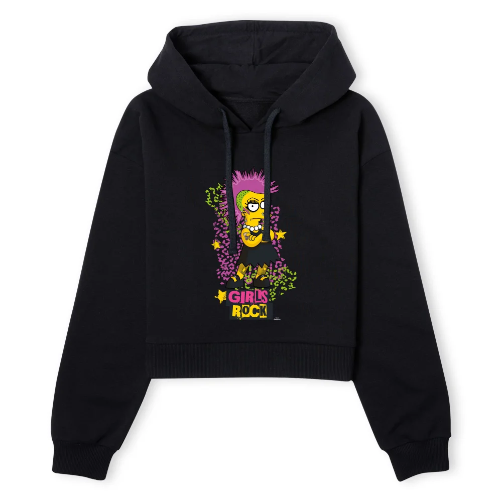 The Simpsons Lisa Girls Rock Women's Cropped Hoodie - Black - XS - Zwart Afbeelding 1