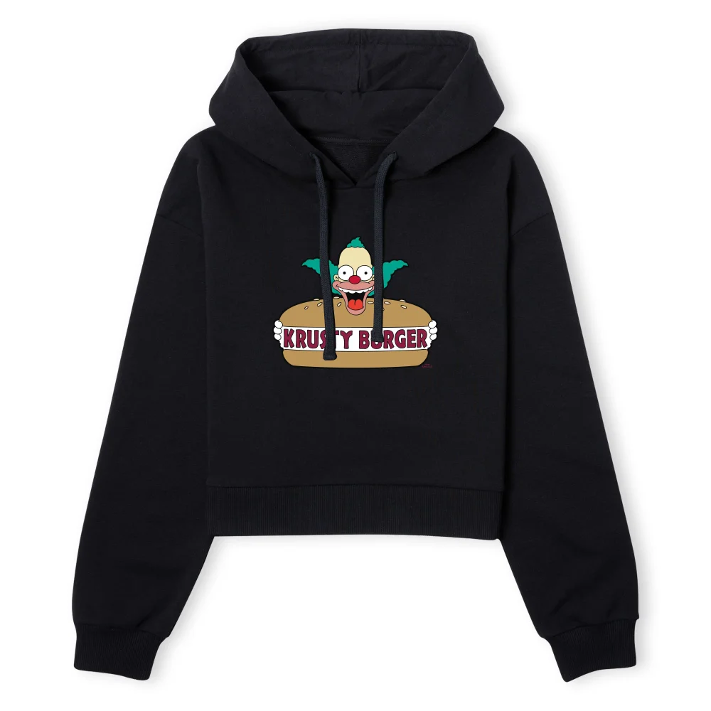 The Simpsons Krusty Burger Logo Women's Cropped Hoodie - Black - XS - Zwart Afbeelding 1