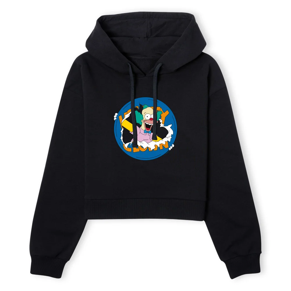 The Simpsons Krusty Ripped Circle Women's Cropped Hoodie - Black - XS - Zwart Afbeelding 1