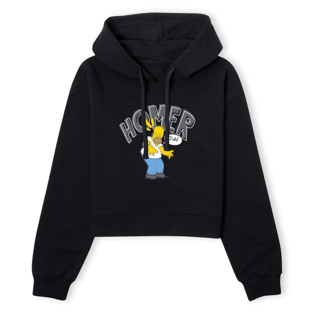 The Simpsons Homer D'Oh Women's Cropped Hoodie - Black - XS - Zwart Afbeelding 1