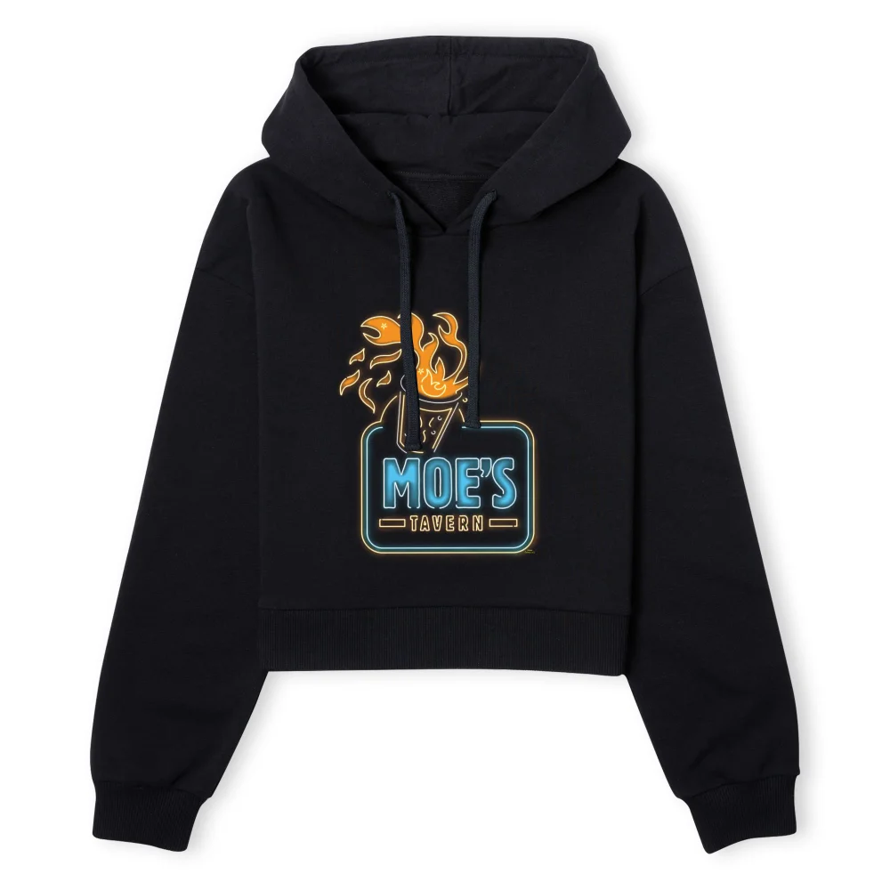 The Simpsons Moe's Tavern Neon Sign Women's Cropped Hoodie - Black - XS - Zwart Afbeelding 1