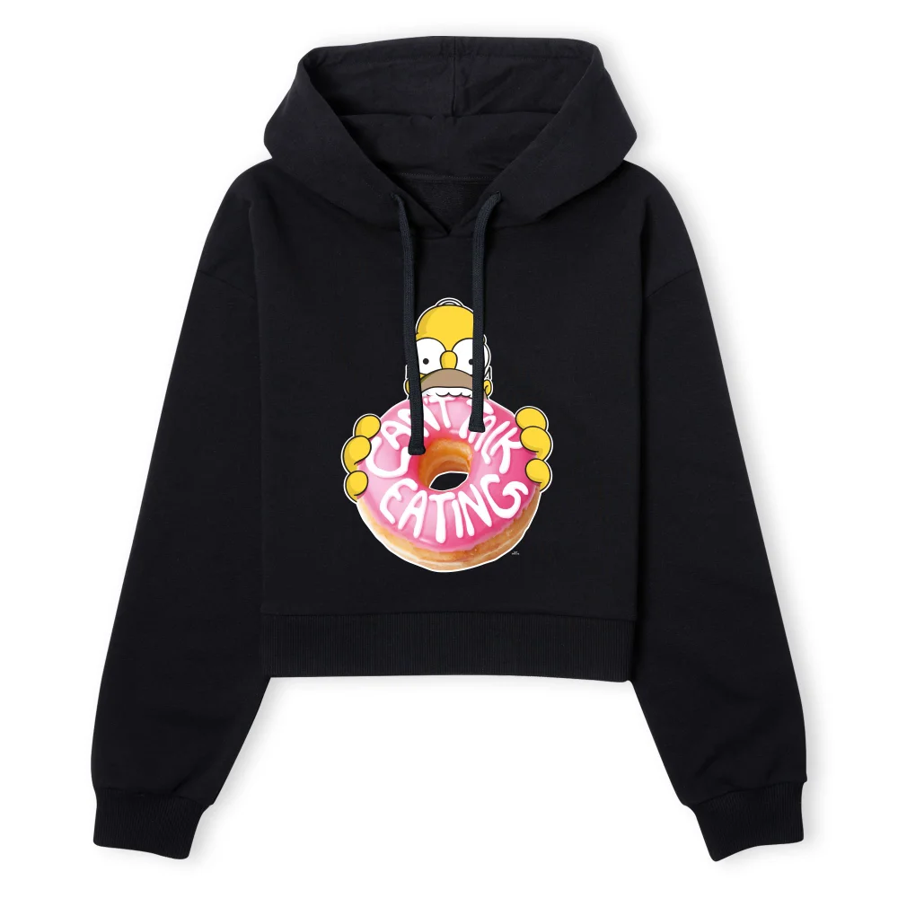 The Simpsons Homer Can't Talk Women's Cropped Hoodie - Black - XS - Zwart Afbeelding 1