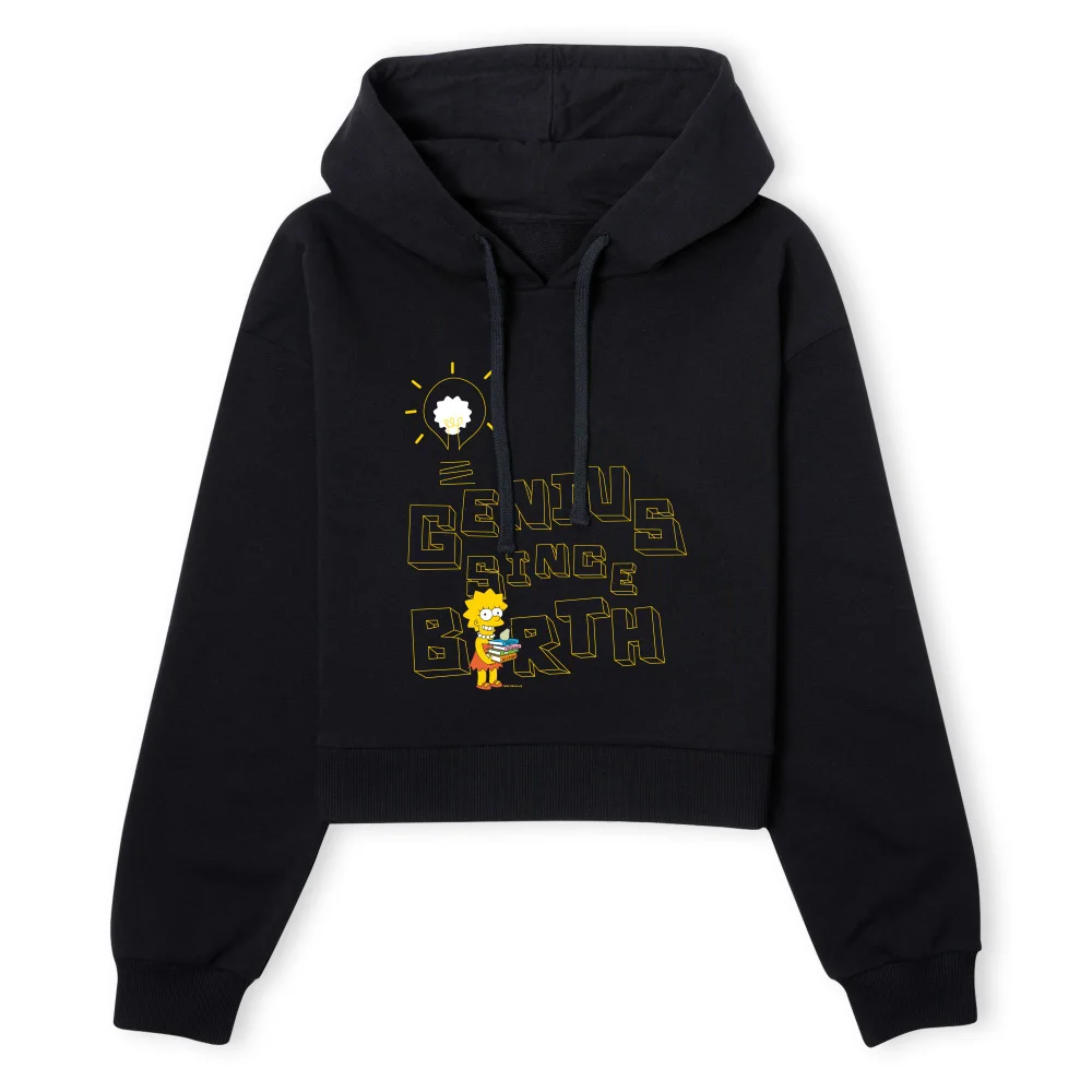 The Simpsons Genius Since Birth Women's Cropped Hoodie - Black - XS - Zwart Afbeelding 1