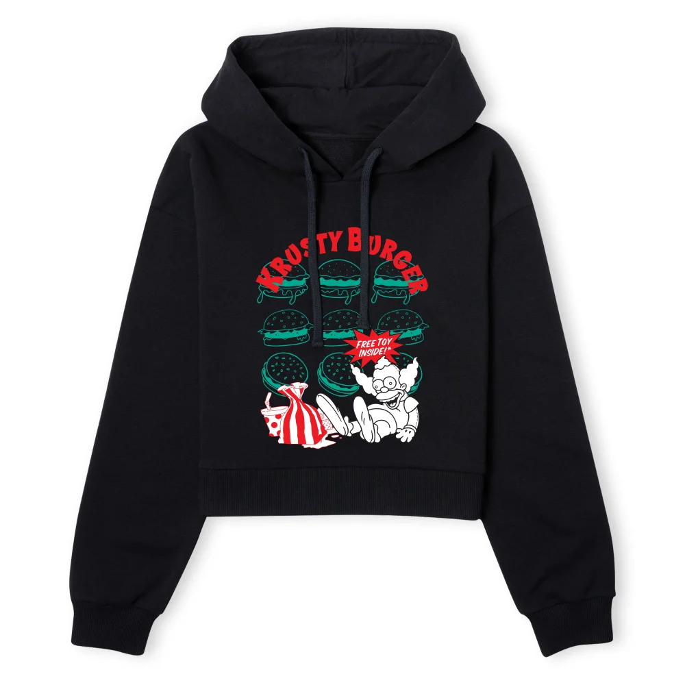 The Simpsons Krusty Burger Women's Cropped Hoodie - Black - XS - Zwart Afbeelding 1