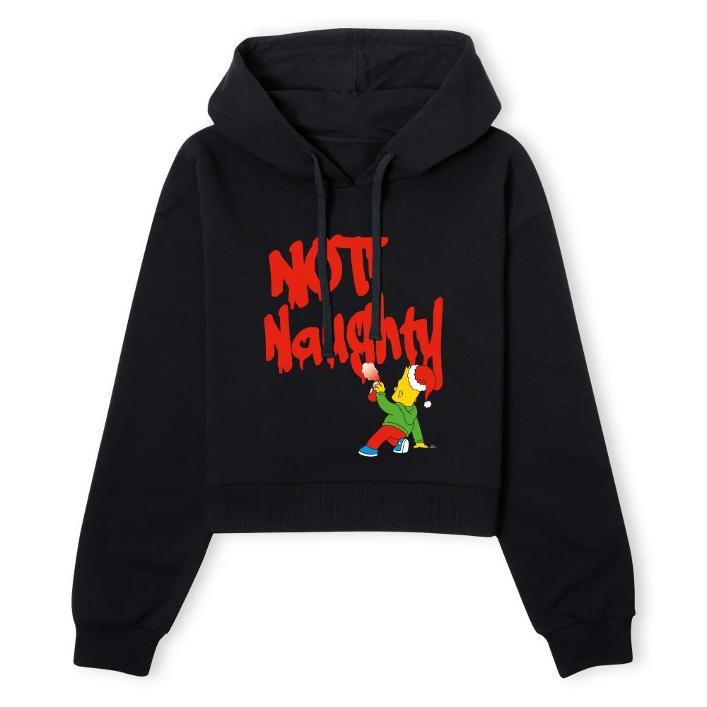 The Simpsons Bart Not Naughty Women's Cropped Hoodie - Black - XS - Zwart Afbeelding 1