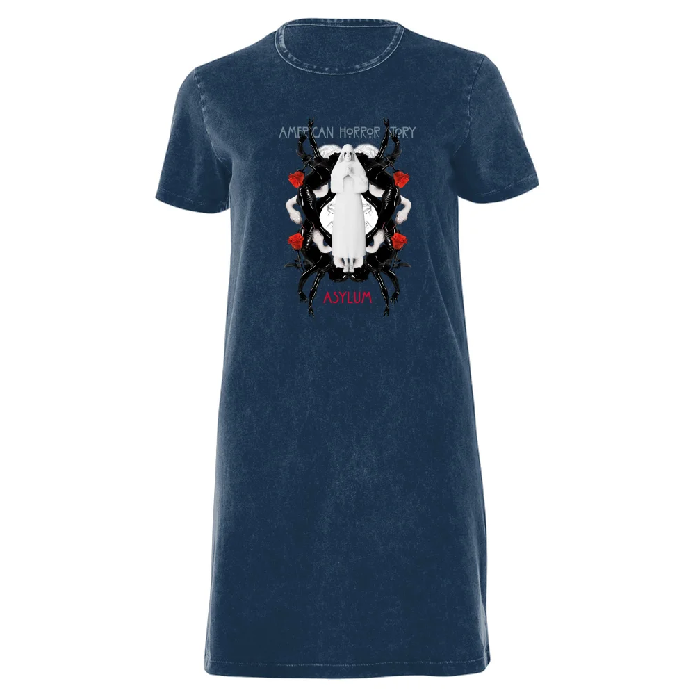 American Horror Story White Nun Women's T-Shirt Dress - Navy Acid Wash - XXL - Navy Acid Wash Afbeelding 1