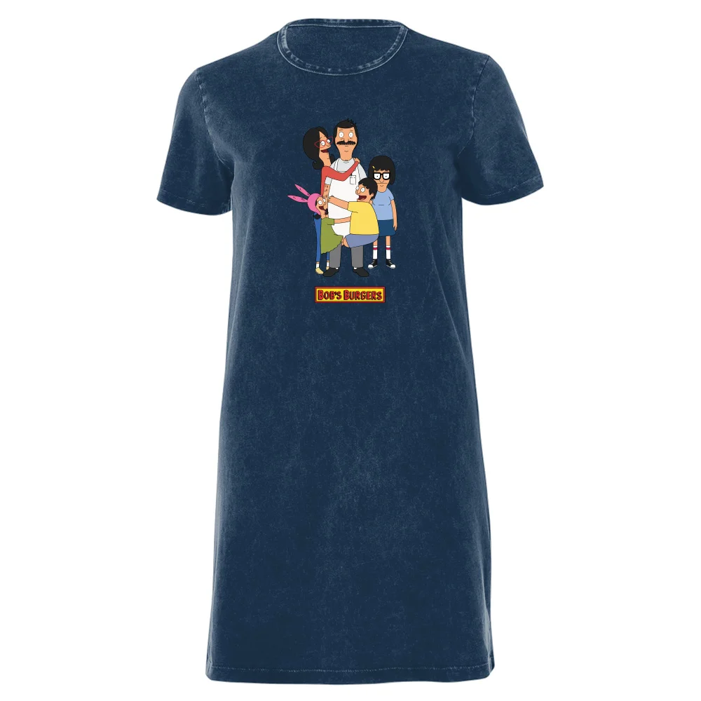 Bob's Burgers Family Women's T-Shirt Dress - Navy Acid Wash - XXL - Navy Acid Wash Afbeelding 1