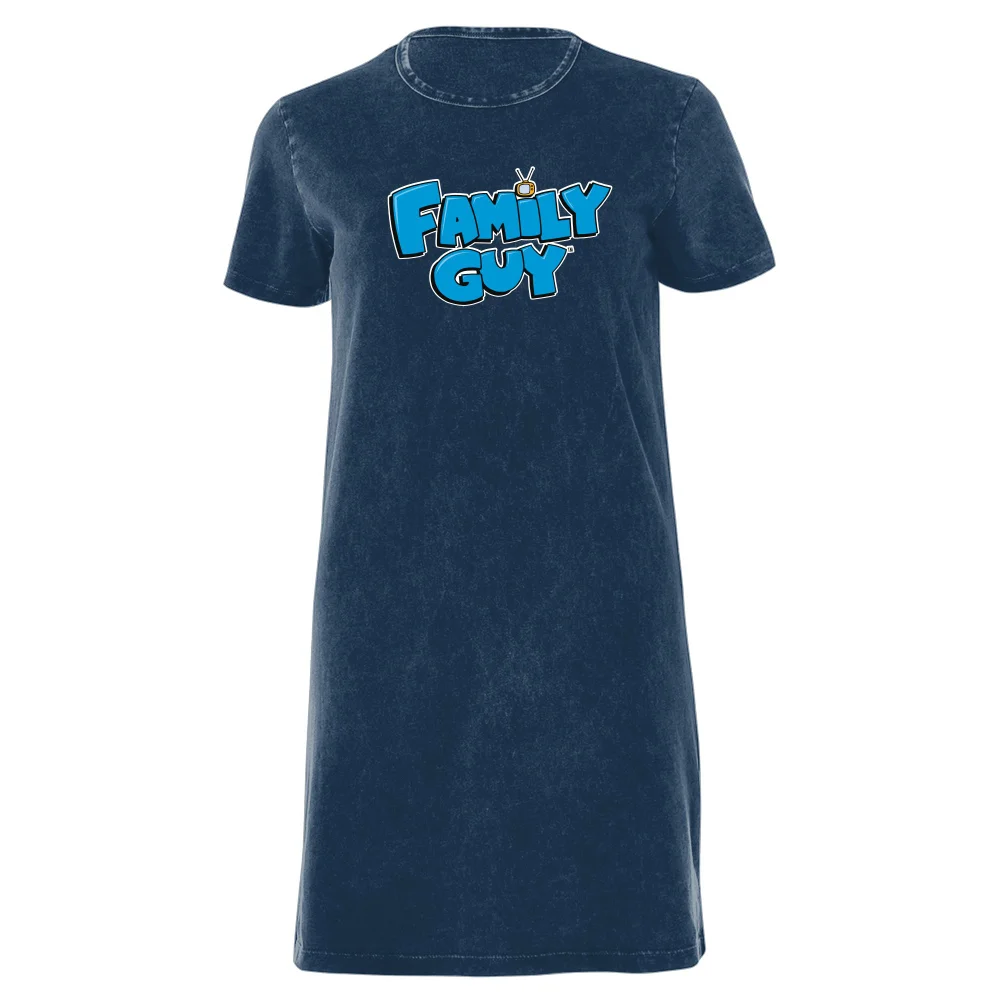 Family Guy Logo Women's T-Shirt Dress - Navy Acid Wash - XXL - Navy Acid Wash Afbeelding 1