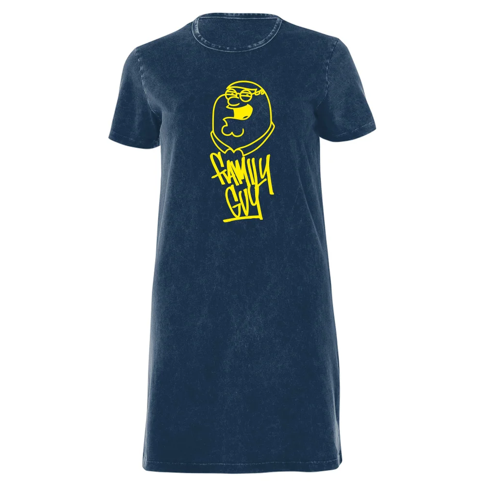 Family Guy Yellow Pete Women's T-Shirt Dress - Navy Acid Wash - XXL - Navy Acid Wash Afbeelding 1