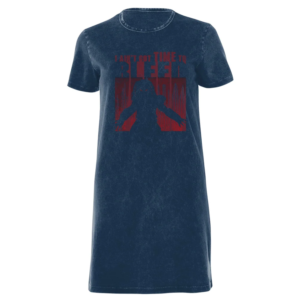Predator Time To Bleed Women's T-Shirt Dress - Navy Acid Wash - XXL - Navy Acid Wash Afbeelding 1