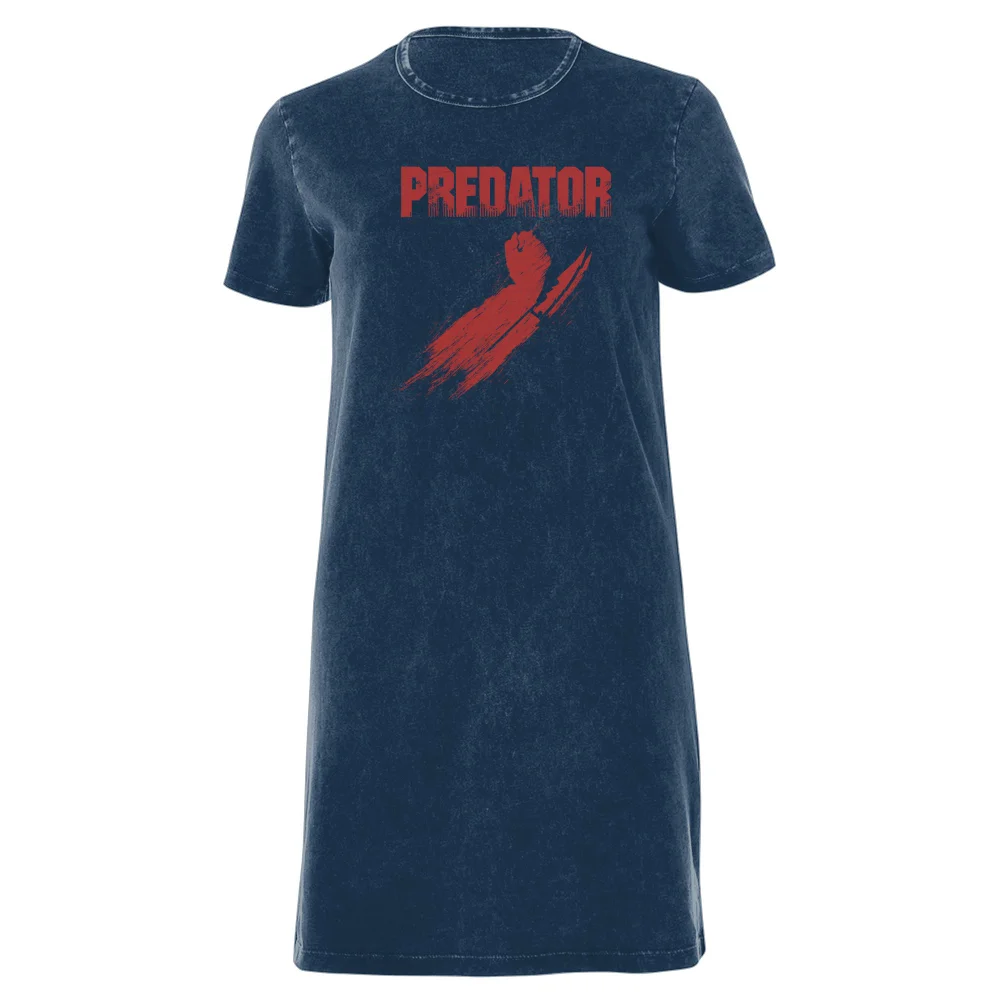 Predator Arm Blades Women's T-Shirt Dress - Navy Acid Wash - XXL - Navy Acid Wash Afbeelding 1