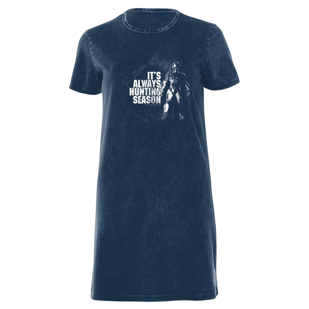 Predator Always Hunting Season Women's T-Shirt Dress - Navy Acid Wash - XXL - Navy Acid Wash Afbeelding 1