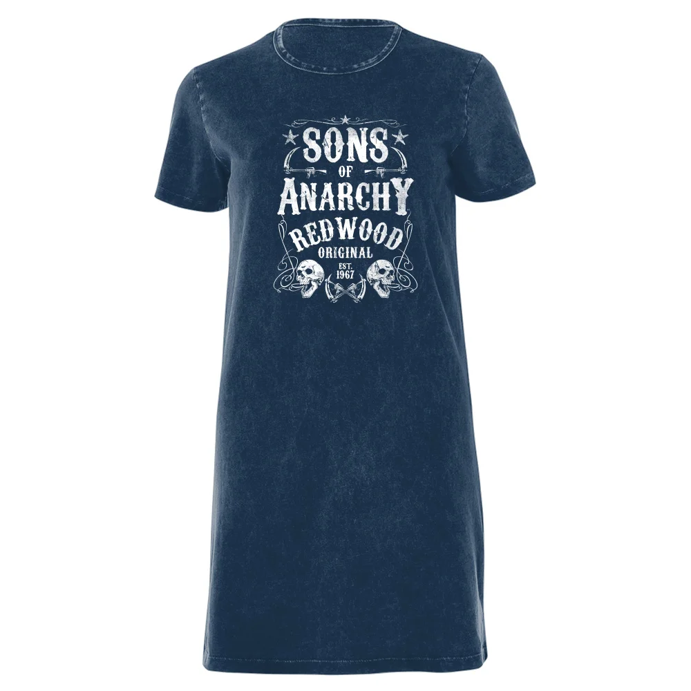 Sons of Anarchy Redwood Original Women's T-Shirt Dress - Navy Acid Wash - XXL - Navy Acid Wash Afbeelding 1