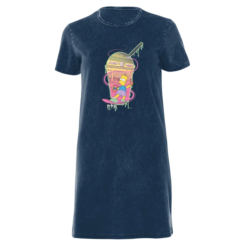The Simpsons Squishee Women's T-Shirt Dress - Navy Acid Wash - XXL - Navy Acid Wash Afbeelding 1