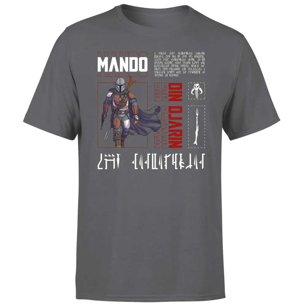 Star Wars The Mandalorian Biography Men's T-Shirt - Charcoal - S Afbeelding 1