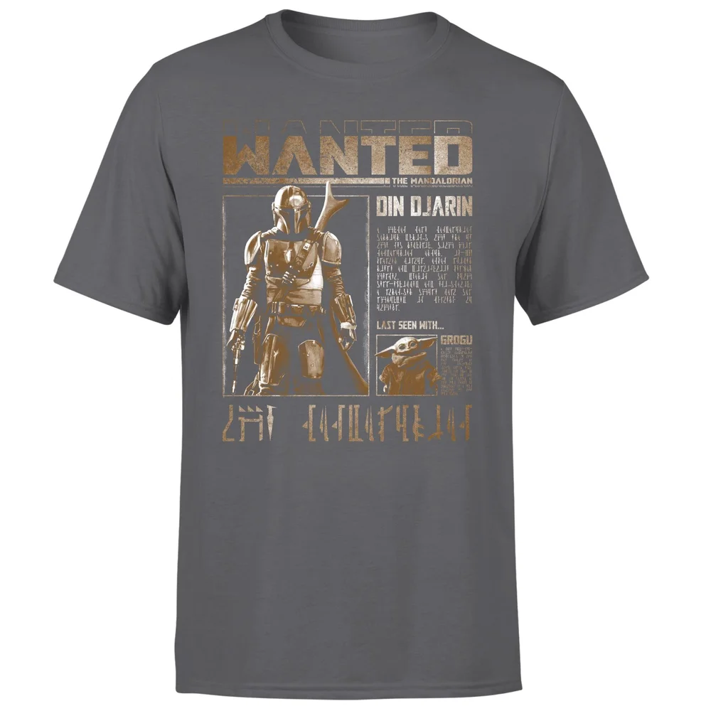 Star Wars The Mandalorian Wanted Men's T-Shirt - Charcoal - S Afbeelding 1