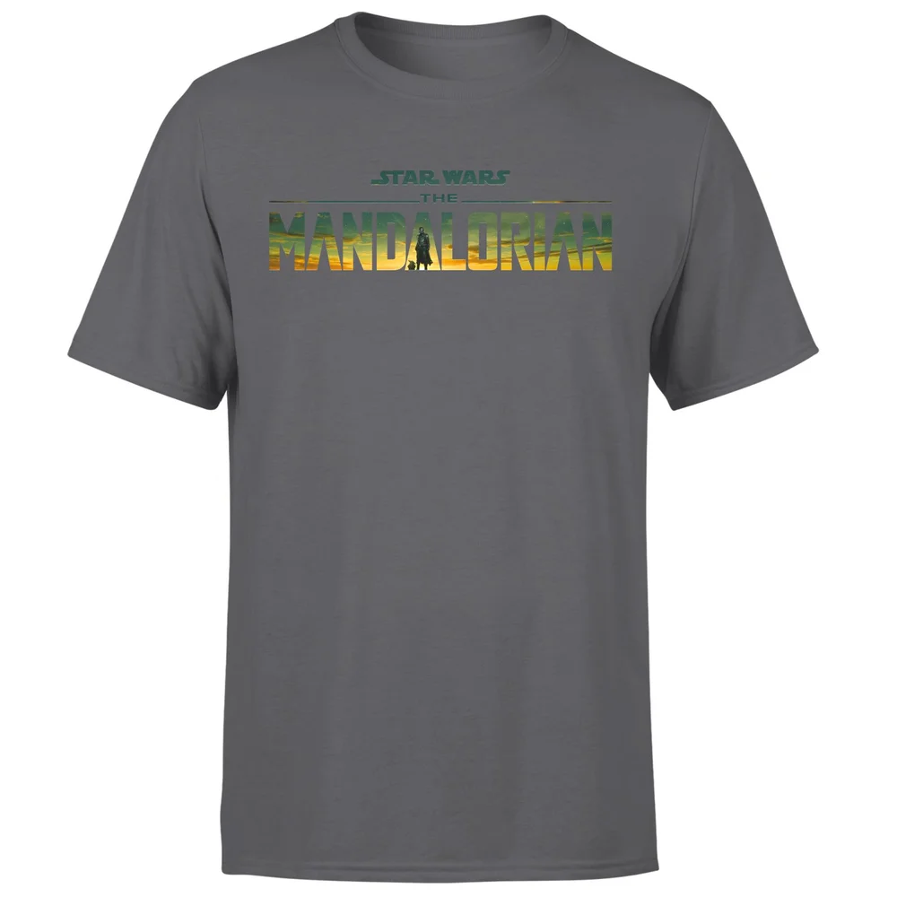 Star Wars The Mandalorian Sunset Logo Men's T-Shirt - Charcoal - S Afbeelding 1