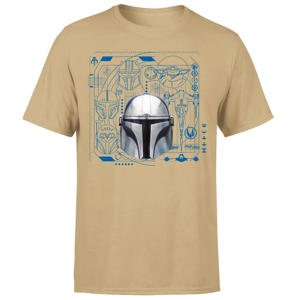 Star Wars The Mandalorian Schematics Men's T-Shirt - Tan - S Afbeelding 1