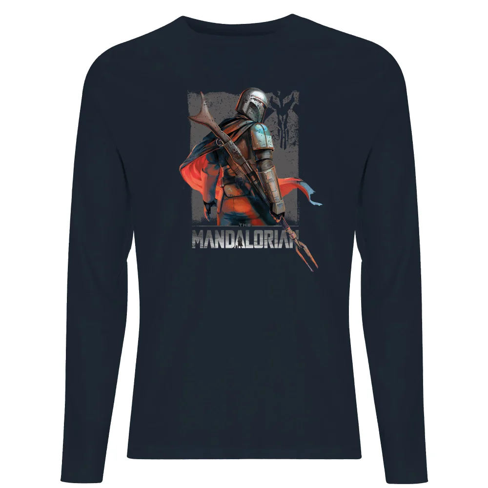 Star Wars The Mandalorian Colour Edit Men's Long Sleeve T-Shirt - Navy - S Afbeelding 1