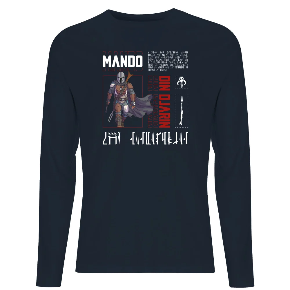 Star Wars The Mandalorian Biography Men's Long Sleeve T-Shirt - Navy - S Afbeelding 1