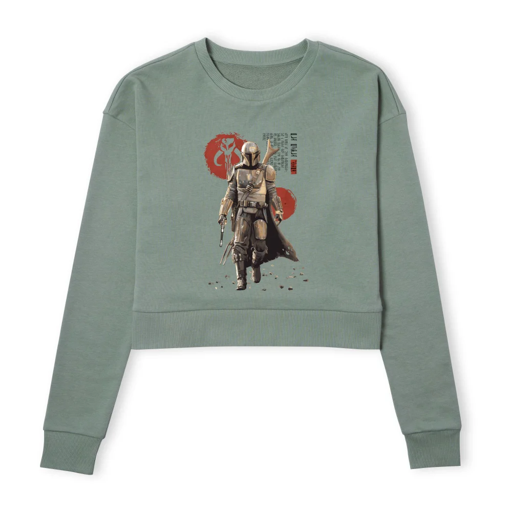 Star Wars The Mandalorian Mando'a Script Women's Cropped Sweatshirt - Khaki - XS Afbeelding 1