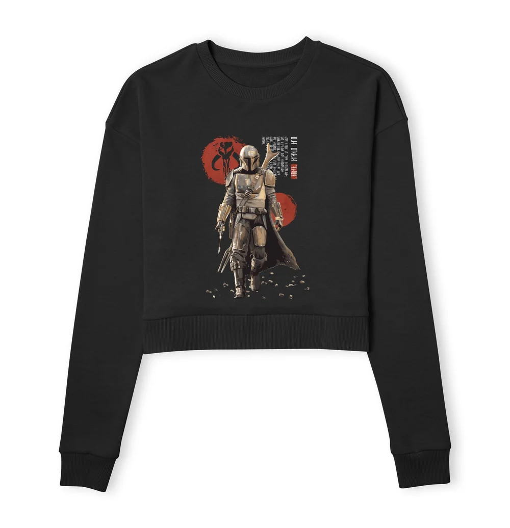 Star Wars The Mandalorian Mando'a Script Women's Cropped Sweatshirt - Black - XS Afbeelding 1