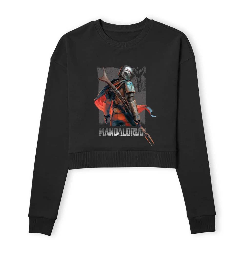Star Wars The Mandalorian Colour Edit Women's Cropped Sweatshirt - Black - XS Afbeelding 1