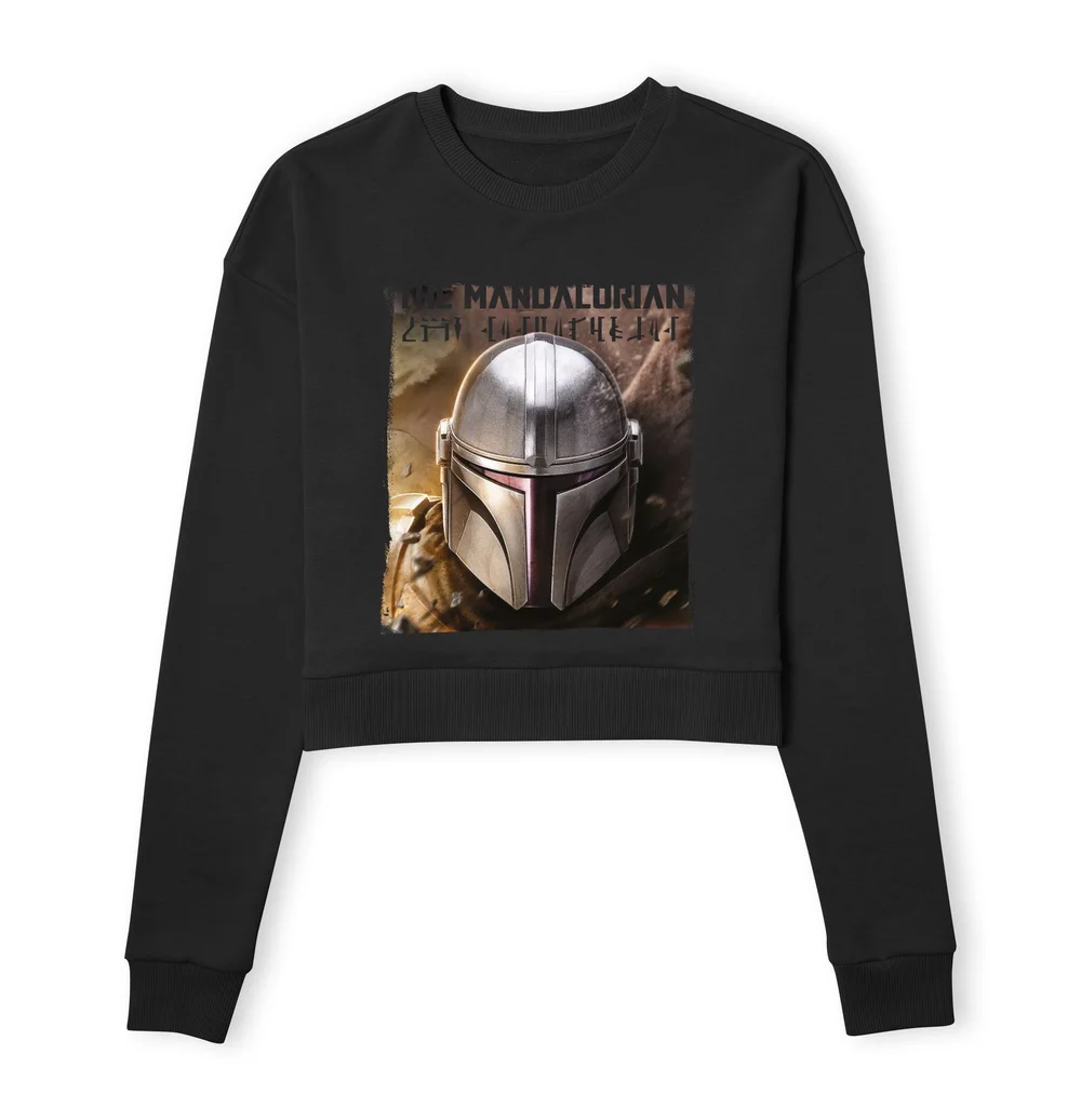 Star Wars The Mandalorian Focus Women's Cropped Sweatshirt - Black - XS Afbeelding 1