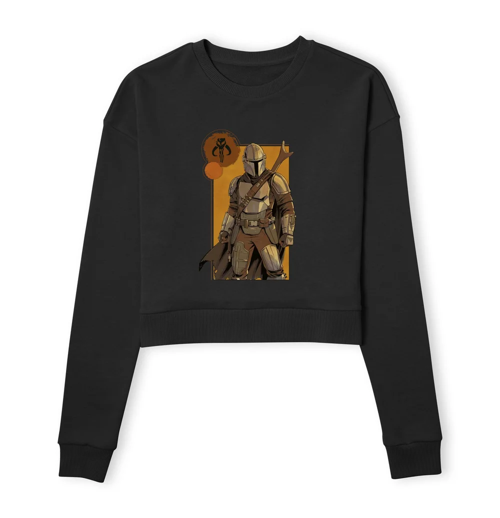 Star Wars The Mandalorian Composition Women's Cropped Sweatshirt - Black - XS Afbeelding 1