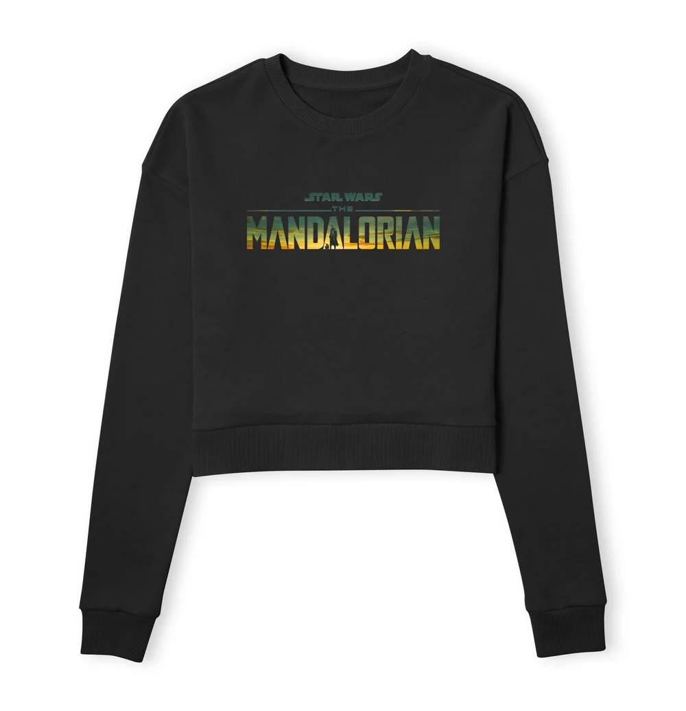 Star Wars The Mandalorian Sunset Logo Women's Cropped Sweatshirt - Black - XS Afbeelding 1