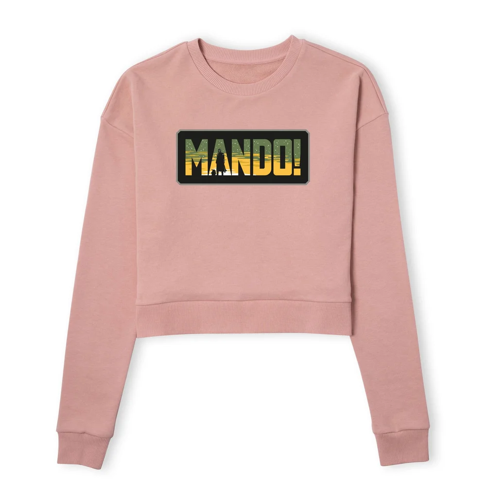 Star Wars The Mandalorian Mando! Women's Cropped Sweatshirt - Dusty Pink - XS Afbeelding 1