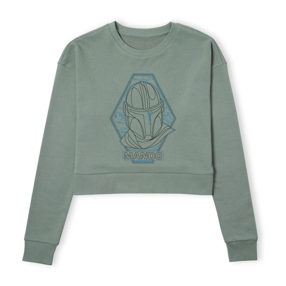 Star Wars The Mandalorian Mando Line Art Badge Women's Cropped Sweatshirt - Khaki - XS Afbeelding 1