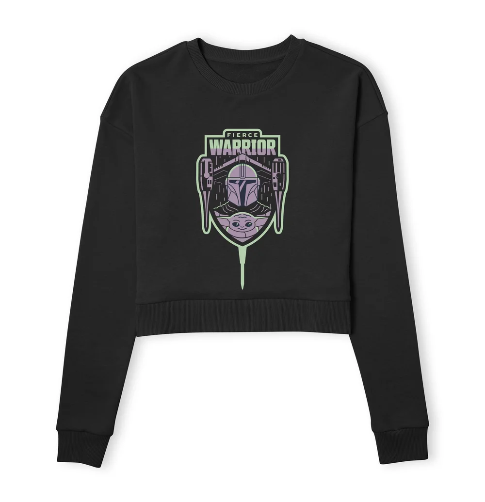 Star Wars The Mandalorian Fierce Warrior Women's Cropped Sweatshirt - Black - XS Afbeelding 1
