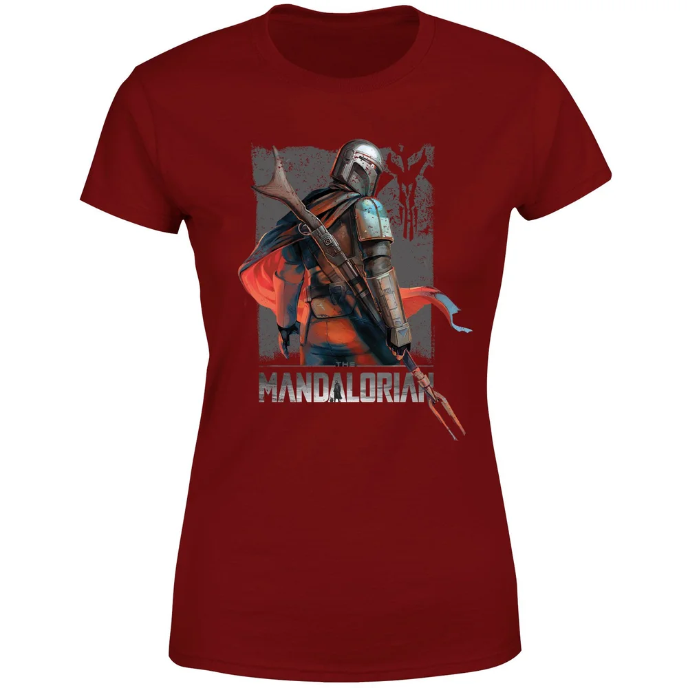 Star Wars The Mandalorian Colour Edit Women's T-Shirt - Burgundy - XS Afbeelding 1