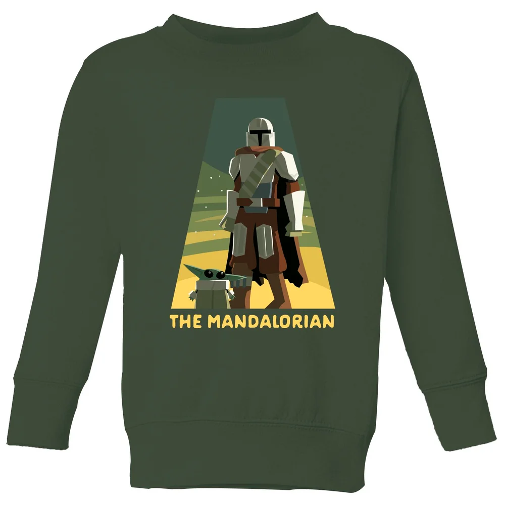 Star Wars The Mandalorian Artistic Pose Kids' Sweatshirt - Green - 98/104 (3-4 jaar) Afbeelding 1