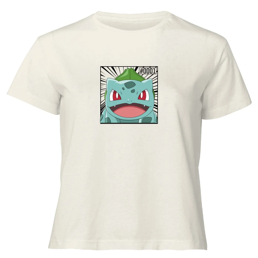 Pokémon Pokédex Bulbasaur #0001 Women's Cropped T-Shirt - Cream - XS Afbeelding 1
