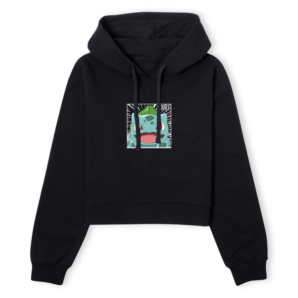 Pokémon Pokédex Bulbasaur #0001 Women's Cropped Hoodie - Black - XS Afbeelding 1