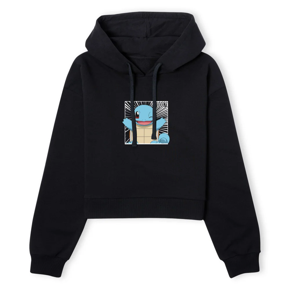Pokémon Pokédex Squirtle #0007 Women's Cropped Hoodie - Black - XS Afbeelding 1