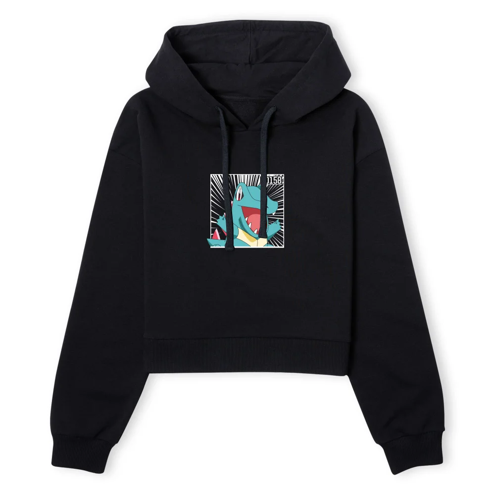 Pokemon Totodile Women's Cropped Hoodie - Black - XS Afbeelding 1