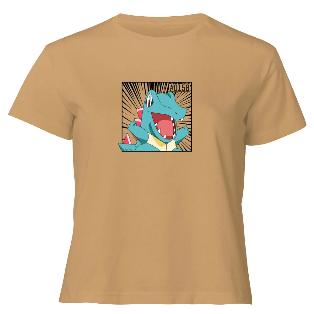 Pokemon Totodile Women's Cropped T-Shirt - Tan - XL Afbeelding 1